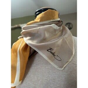 Woman’s Beeline Vintage 1960’s To 1970’s Brown And Yellow Square Silk Scarf